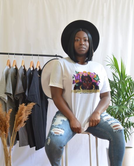 "Ethereal Glow" - Choco-Lit - Glow Mama Glow T-Shirt in White