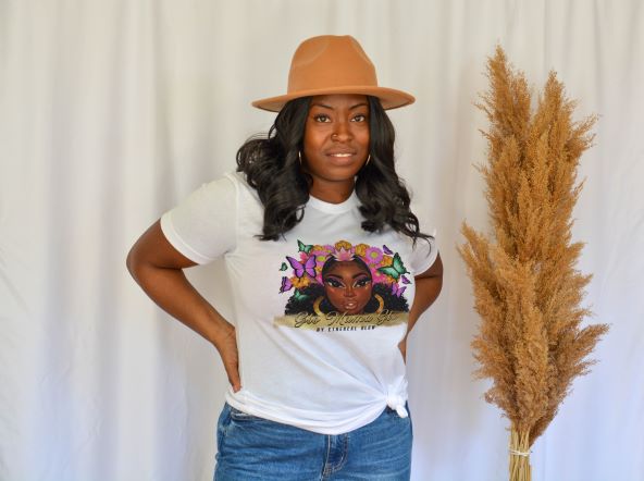 "Ethereal Glow" - Caramel Glo - Glow Mama Glow T-Shirt in White