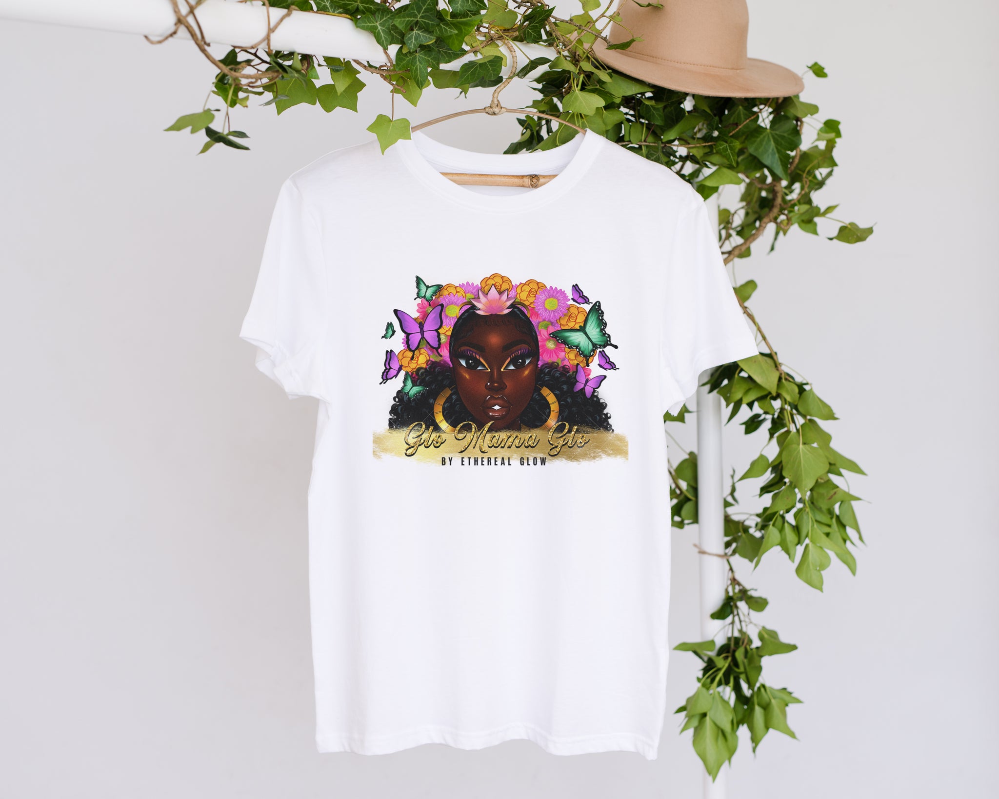 "Ethereal Glow" - Choco-Lit - Glo Mama Glo T-Shirt in White