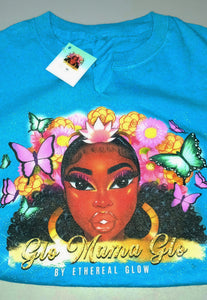 "Ethereal Glow" - Caramel Glo - Glo Mama Glo T-Shirt in Blue