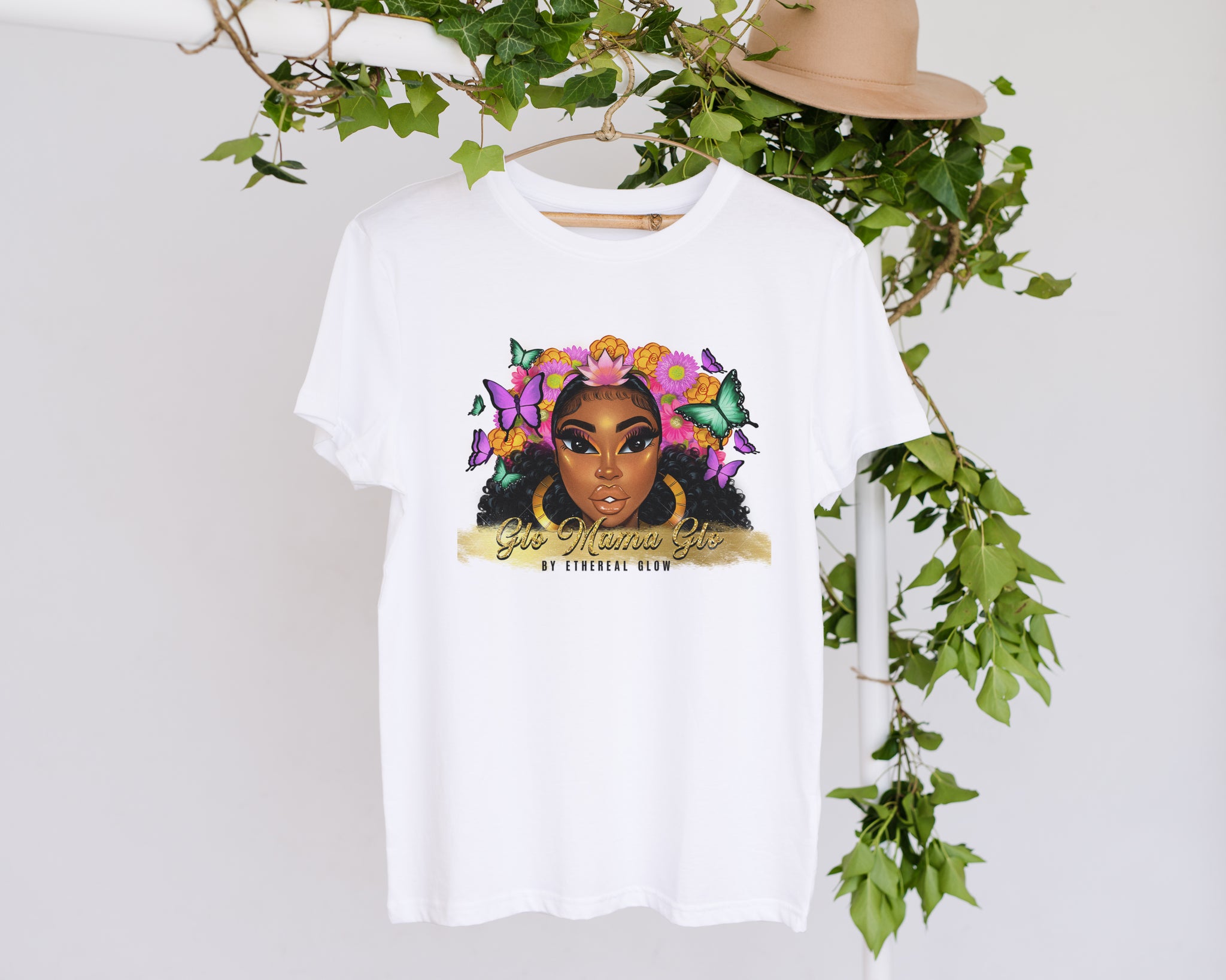 "Ethereal Glow" - Honey Gold - Glo Mama Glo T-Shirt in White